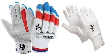 

SG Combo of two, one pair of 'Optipro' (Traditional) Batting Gloves and one pair of 'Club' Inner Gloves (Men's) (Color On Availability)- Cricket Kit