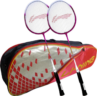 

Li-Ning ABDJ222 Smash XP 708 Combo (ABDJ222 Badminton Kitbag + 708 Badminton Racquet, set of 2) - Red Bag Badminton Kit