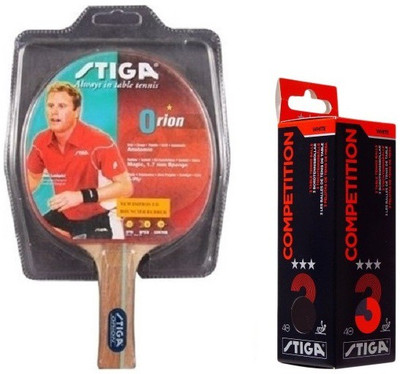 Stiga Combo of Two , One Orion Table Tennis Racquet and One COMPETITION Ping Pong Ball- Table Tennis Kit