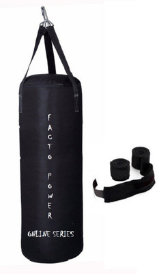 

FACTO POWER ONLINE SERIES 3.0 FEET LONG, PU MATERIAL, BLACK COLOR, UNFILLED WITH HANGING STRAPS, 9 FEET LONG BLACK COLOR HAND WRAPS Hanging Bag(3.0, 36 kg)