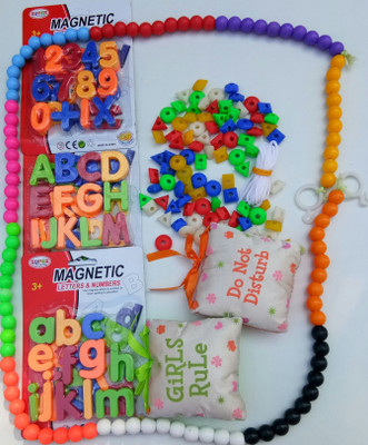 

Aparnas Montessori Educational Learning Toys countingbeads,magnetic letters and numbers,2fragrant pillowsand shape sortercounting beads for kids birthday gift love girl(Multicolor)