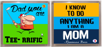 

Thoughtroad KNOW TODO ANYTHING DADMOM Fridge Magnet Pack of 2(Multicolor)