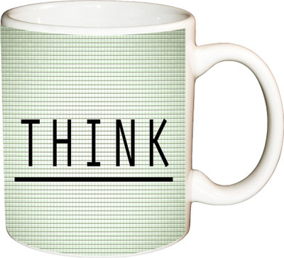 

ShopBuzz Think Printed Coffee Ceramic Mug(350 ml), Multicolor