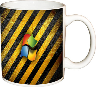 

ShopBuzz Pattern Window Printed Coffee Ceramic Mug(350 ml), Multicolor