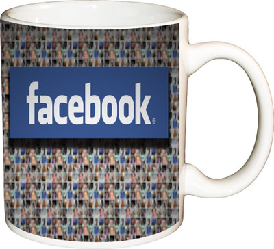 

ShopBuzz Facebook Printed Coffee Ceramic Mug(350 ml), Multicolor