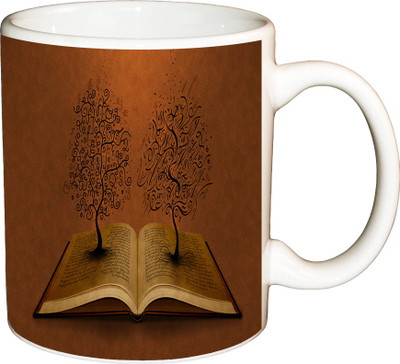 

ShopBuzz Tree Book Printed Coffee Ceramic Mug(350 ml), Multicolor