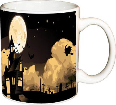 

ShopBuzz House Witch Printed Coffee Ceramic Mug(350 ml), Multicolor
