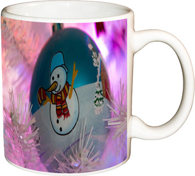

ShopBuzz Christmas Snowman Printed Coffee Ceramic Mug(350 ml), Multicolor