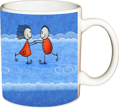 

ShopBuzz Couple Printed Coffee Ceramic Mug(350 ml), Multicolor