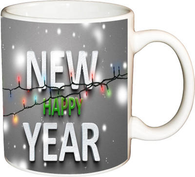 

ShopBuzz New Happy year Printed Coffee Ceramic Mug(350 ml), Multicolor