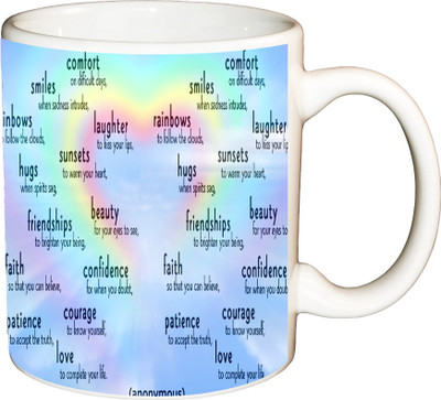 

ShopBuzz Comfort On Difficult Day Printed Coffee Ceramic Mug(350 ml), Multicolor