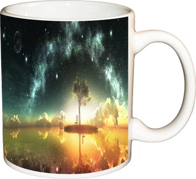 

ShopBuzz Abstract Tree Black Printed Coffee Ceramic Mug(350 ml), Multicolor