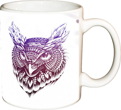 

ShopBuzz Vector Owl Art Printed Coffee Ceramic Mug(350 ml), Multicolor