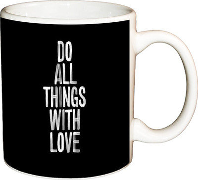 

ShopBuzz Do All Things With Love Printed Coffee Ceramic Mug(350 ml), Multicolor
