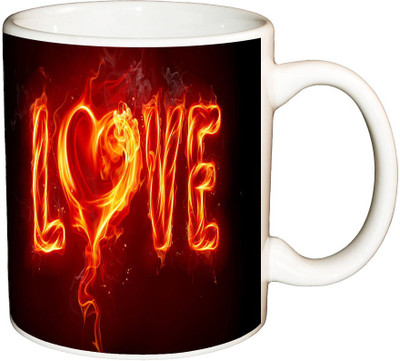 

ShopBuzz Fire Love Printed Coffee Ceramic Mug(350 ml), Multicolor