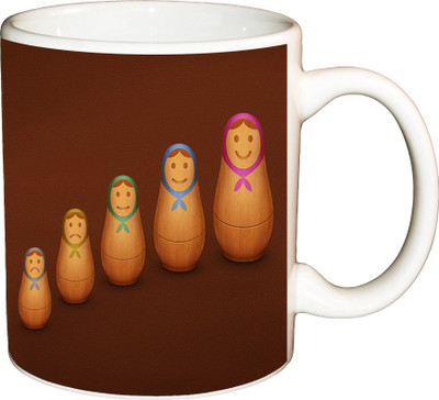 

ShopBuzz Matry Oshka Printed Coffee Ceramic Mug(350 ml), Multicolor