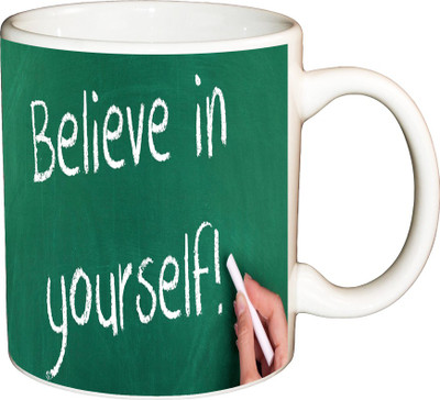 

ShopBuzz Belive In yourself Green Printed Coffee Ceramic Mug(350 ml), Multicolor