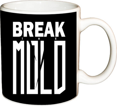 

ShopBuzz Break Mold Printed Coffee Ceramic Mug(350 ml), Multicolor