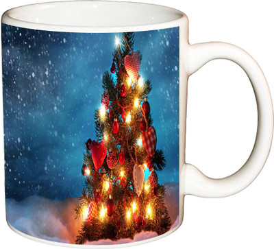 

ShopBuzz Tree Christmas House Printed Coffee Ceramic Mug(350 ml), Multicolor