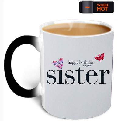 

Santa Heat Sensitive Magic colour changing Sister Birthday Ceramic Mug(350 ml), Black