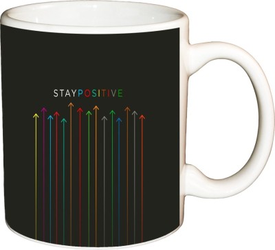 

ShopBuzz Stay Positive Printed Coffee Ceramic Mug(350 ml), Multicolor