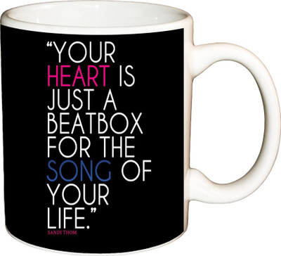 

ShopBuzz Your heart Is Just beat Box Printed Coffee Ceramic Mug(350 ml), Multicolor