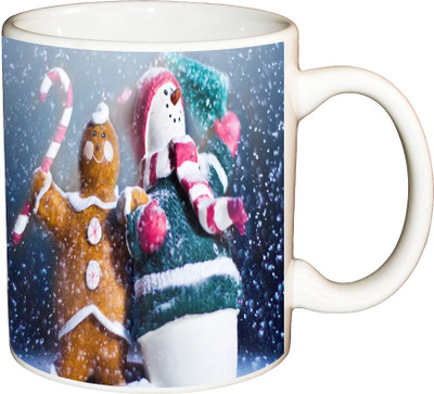 

ShopBuzz Snow Man Printed Coffee Ceramic Mug(350 ml), Multicolor