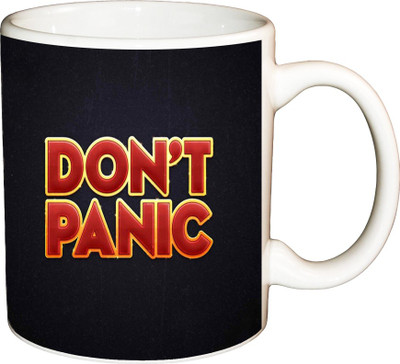 

ShopBuzz Don’t Panic Printed Coffee Ceramic Mug(350 ml), Multicolor
