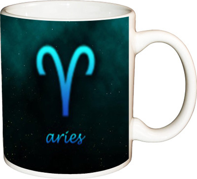 

ShopBuzz Zodiac Aries Printed Coffee Ceramic Mug(350 ml), Multicolor