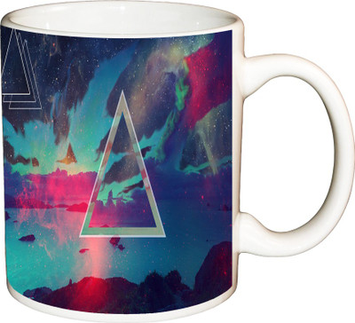 

ShopBuzz Abstract Triangle Spots Printed Coffee Ceramic Mug(350 ml), Multicolor