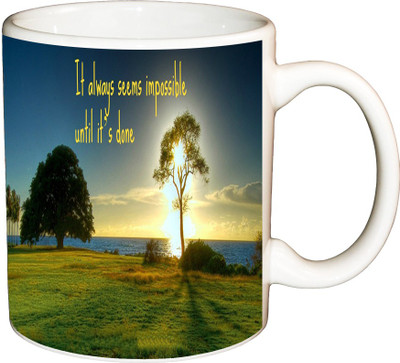 

ShopBuzz It Always Seem Printed Coffee Ceramic Mug(350 ml), Multicolor