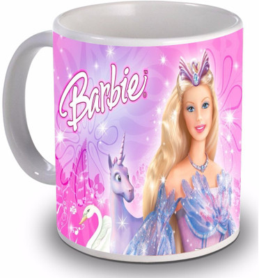 

New Star Light India Barbie & Unicorn Design Printed Pink Color Coffee Ceramic Mug(350 ml)