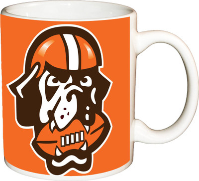 

ShopBuzz Clevelend Brown Printed Coffee Ceramic Mug(350 ml), Multicolor