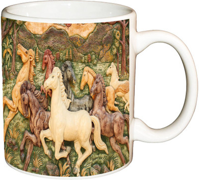 

ShopBuzz Colourful Horse Printed Coffee Ceramic Mug(350 ml), Multicolor