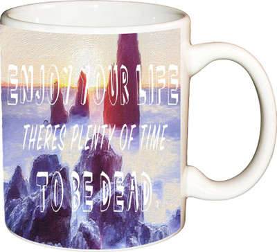 

ShopBuzz Enjoy your Life Printed Coffee Ceramic Mug(350 ml), Multicolor