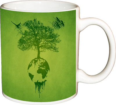 

ShopBuzz Abstract Tree Bird Nature Printed Coffee Ceramic Mug(350 ml), Multicolor