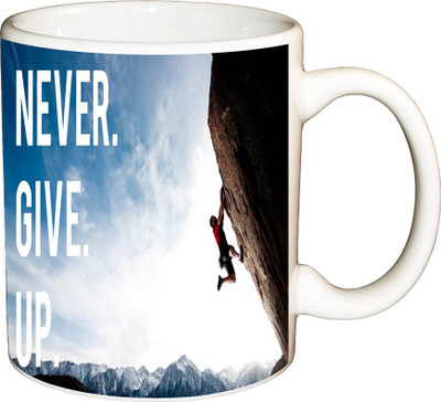 

ShopBuzz Never Give Up Printed Coffee Ceramic Mug(350 ml), Multicolor