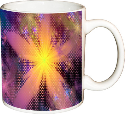

ShopBuzz Abstract Flower Pattern Printed Coffee Ceramic Mug(350 ml), Multicolor