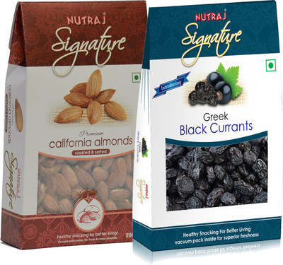 

Nutraj Super Saver Pack 300g (Roasted Almonds+Black Currant) Almonds, Assorted Fruits & Nuts(300 g, Pouch)