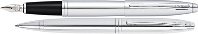 

Cross Cross Calais Satin Chrome Ballpoint Pen & Fountain Pen with Medium Nib in Gift Box (AT0117-1MS) Fountain Pen(Pack of 2)