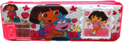 

Kids Mandi A-722 Multifunctional Double Sided Dual Sharpener With Calculator Magnetic Closure Dora Cartoon Character Art Plastic Pencil Box(Set of 1, Pink)