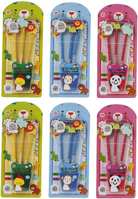 

Parteet New Pencils with Erasers - Pack of 6Pcs for Birthday Party Return Gifts for Kids Pencil(Set of 6, Multicolor)