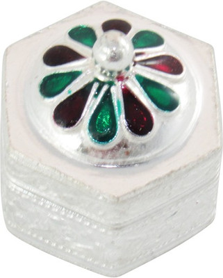 

GoldGiftIdeas German Silver Square Sindoor Box With Lid, Silver Plated(1 Pieces, Silver)