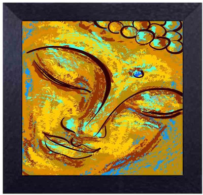 

painted buddha's face Canvas Art(13.5 inch X 13.5 inch, Framed)