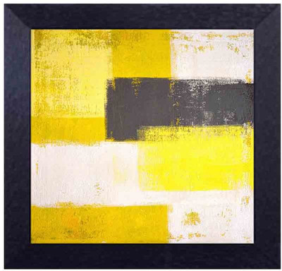 

yellow, white & black Canvas Art(13.5 inch X 13.5 inch, Framed)