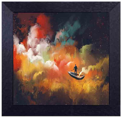 

storm and boat Canvas Art(13.5 inch X 13.5 inch, Framed)