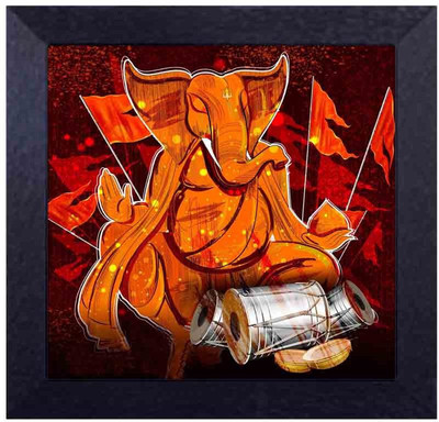 

ganesha with dholak Canvas Art(13.5 inch X 13.5 inch, Framed)