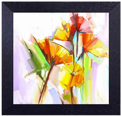 

flower pattern tri colour Canvas Art(13.5 inch X 13.5 inch, Framed)