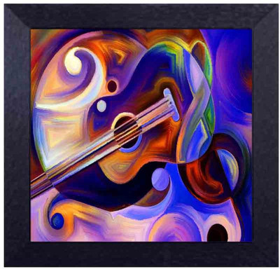 

guitar and musical notes Canvas Art(13.5 inch X 13.5 inch, Framed)
