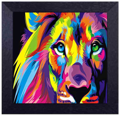 

lion with vibrant colours Canvas Art(13.5 inch X 13.5 inch, Framed)